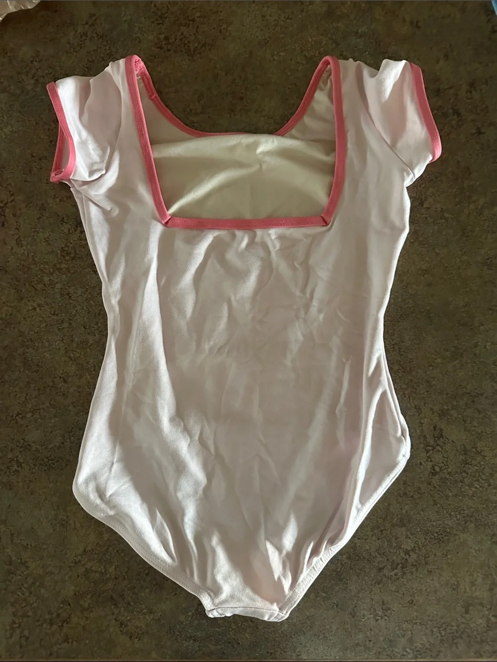 Capezio White One-Piece Leotard with Pink Trim